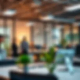 A vibrant real estate office environment showcasing collaboration