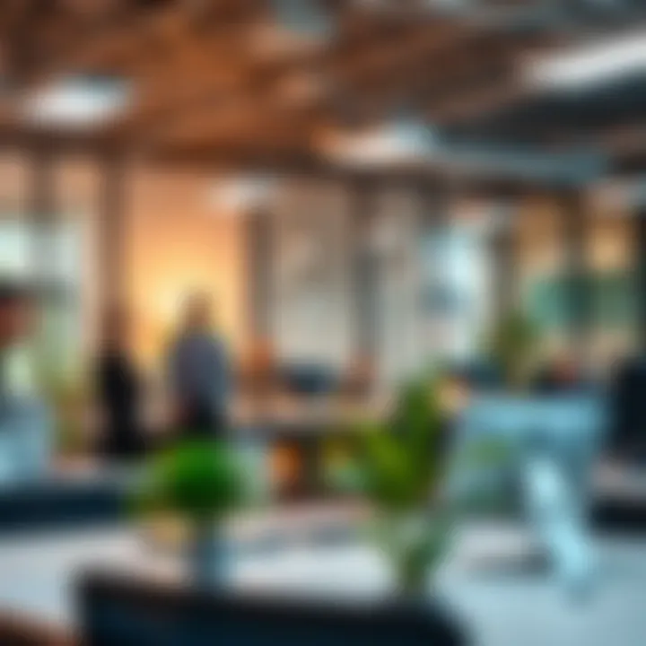 A vibrant real estate office environment showcasing collaboration