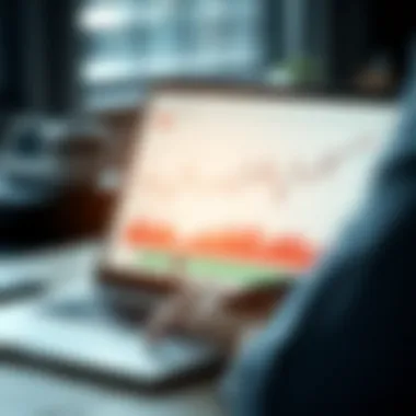 Close-up of a financial chart analysis on a laptop