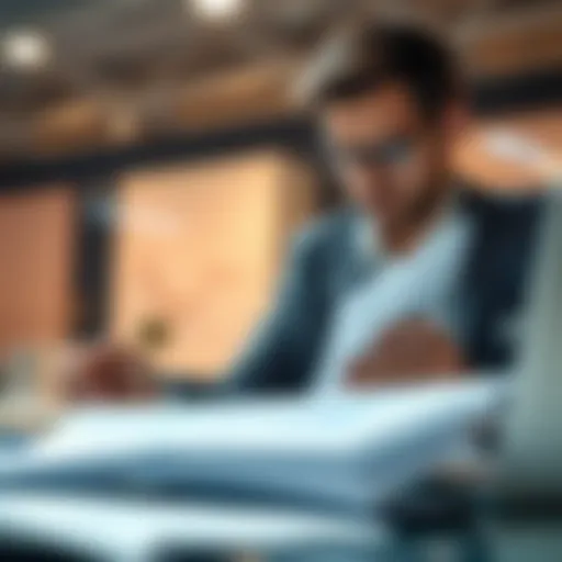 A focused individual analyzing financial documents