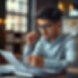 A thoughtful individual reviewing financial documents