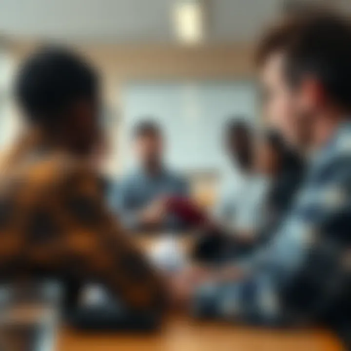 Group Discussion on Investment Strategies A diverse group discussing investment strategies in a classroom