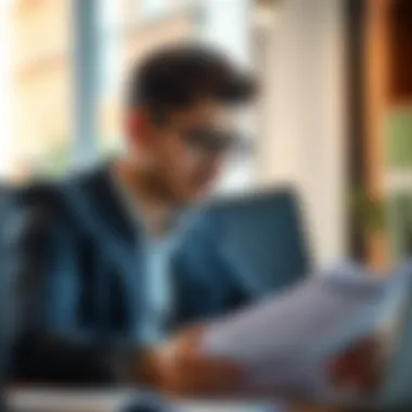 Reviewing Financial Plans A thoughtful individual reviewing financial plans and insurance policies