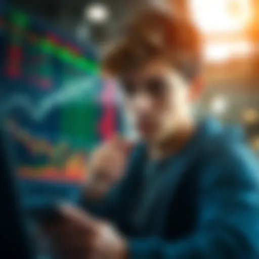 Teenager analyzing stock market trends