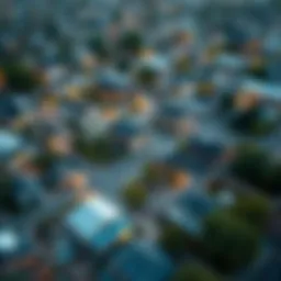 Aerial view of diverse properties across state lines