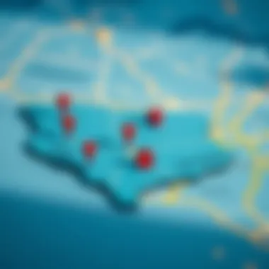State Map with Property Insights Map highlighting different states with property markers