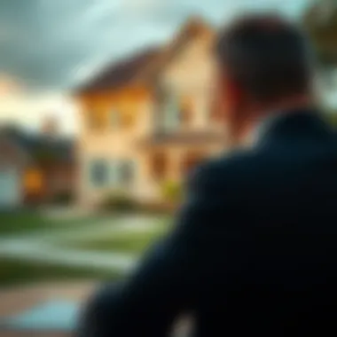 Strategic Negotiation Tactics A strategic negotiation scene with a house in the background, highlighting effective tactics.