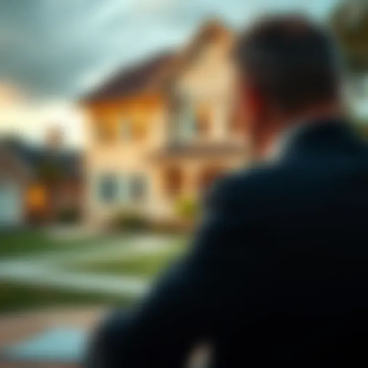 Strategic Negotiation Tactics A strategic negotiation scene with a house in the background, highlighting effective tactics.