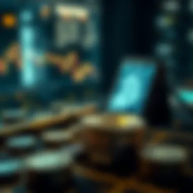 Artistic depiction of cryptocurrency transactions