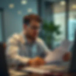 Illustration of a business analyzing insurance policies