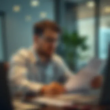 Illustration of a business analyzing insurance policies