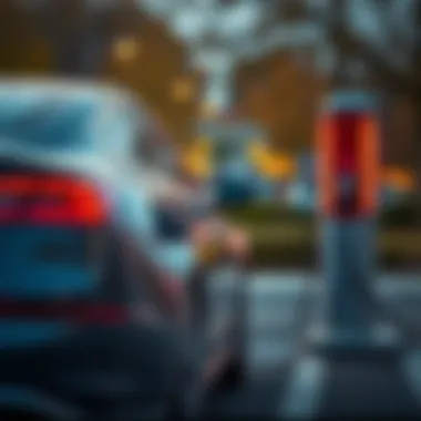 Electric car plugged into a fast charger