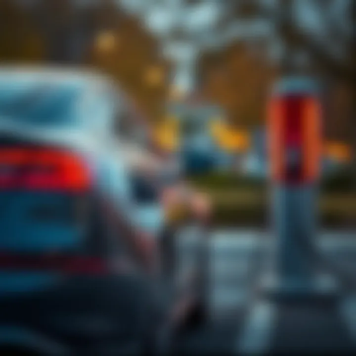 Electric car plugged into a fast charger