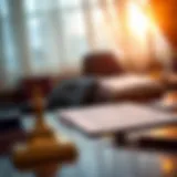 An elegant desk setup with a fountain pen and legal documents