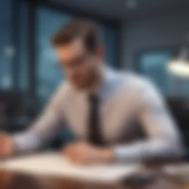 Professional Auditor in Action A professional auditor reviewing financial documents