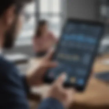 Engaging with Financial Management Tools A user interacting with a financial management app